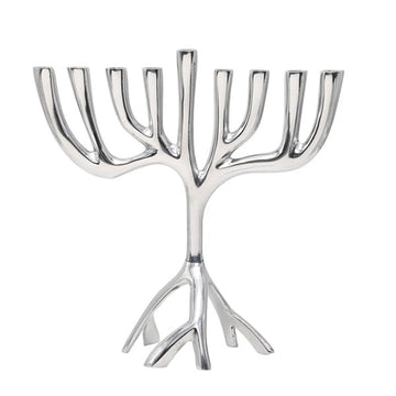 Emanuel Tree of Life Menorah, Aluminum, Silver 9 Inch