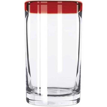Aruba Red Cooler Glass by Libbey – 16 oz, 16.0 ounces, Glass, Clear with Red Rim, Pack of 12