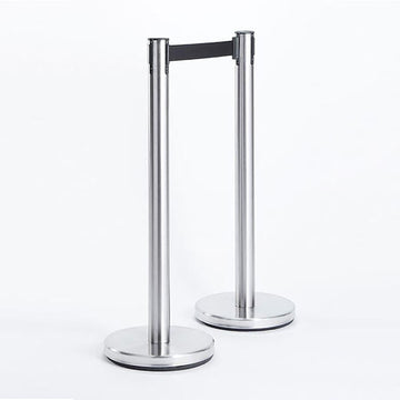 S/S Barrier System Set with 2 Poles/Bases by American Metalcraft – Stainless Steel, Model RBSS
