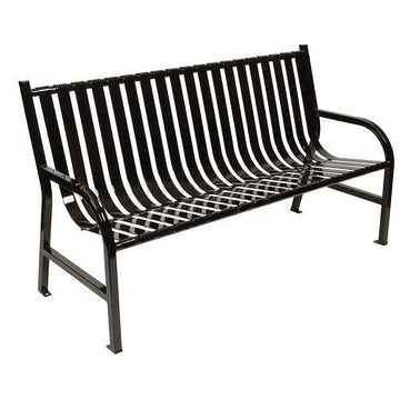 Slatted Metal Bench by Witt Industries – 62"L x 24"W x 34"H, Alloy Steel, Black, Model M5-BCHBK
