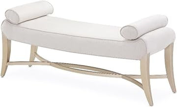 Michael Amini Malibu Crest Faux-Suede Bed Bench - Doeskin/Chardonnay