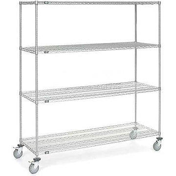 Chrome Wire Shelf Truck by Nexel – 24"L x 24"W x 80"H, 12-Gauge Steel, Chrome, Model C24727PCB4