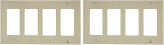 Leviton 80412-NI 4-Gang Decora/GFCI Device Wallplate, Standard Size, Thermoplastic Nylon, Device Mount, Ivory (Pack of 2)