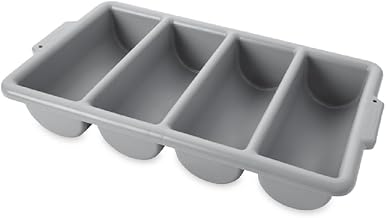 Rubbermaid Commercial Products 4-Compartment Plastic Cutlery Bin, 2lb Capacity, Gray, Supplies for Restauran/Kitchen Use