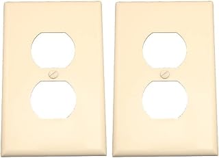 Leviton 80503-T 1-Gang Duplex Device Receptacle Wallplate, Midway Size, Thermoset, Device Mount, Light Almond (Pack of 2)