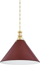Hudson Valley Lighting MDS352L-AGB/CRN Painted No. 2-1 Light Pendant - 17.5 Inches Tall and 21 Inches Wide - Aged Brass/Soft Crimson