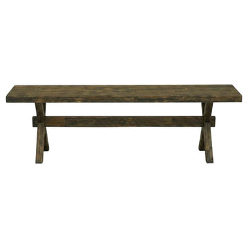 Wooden Dining Bench with X-Style Base by Furnifact – Wood, Distressed Espresso