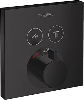hansgrohe 15763670 ShowerSelect Flush-Mounted Thermostat for 2 Consumers Matte Black, 2 Functions