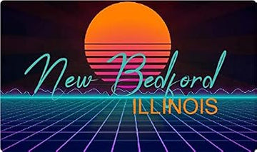New Bedford Illinois 2 X 1.25-Inch Vinyl Decal Stiker Retro Neon Design