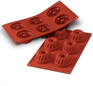 Silikomart SF058 Mini Gugelhupf Silicone Mould, Non-Stick, 6 Cavities, 1 Mould, Diameter 2.76 h 1.42 inches, Made in Italy