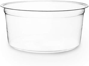 Vegware Compostable 12oz Clear Round Deli Containers, Case of 500, PLA Plastic Meal Prep, Made from PLA, A Renewable Material Made from Plants, One Lid Fits All Sizes