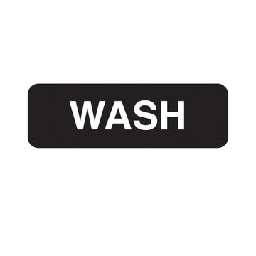 Traex Black 3 x 9 WASH Symbol Sign with White Letters" by Vollrath – 3x9 inches, Black, Model 4526