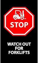 Notrax 194 Safety Message Mat, Stop, Watch Out for Forklifts, 4'x6', Black | 194SSW46BL