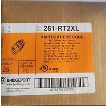 Bridgeport 251-RT2XL 3/4"" EMT Compression Connector, Raintight, Extra Long Threads, Die Cast (PACK OF 25), MILL