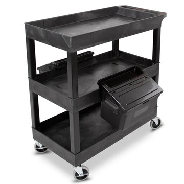 Luxor SEC111-B-OUTRIG Plastic Utility Cart, 18" x 35 1/4", Black - Default Title