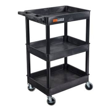 Luxor Plastic Utility Cart, 18" x 24" - Black