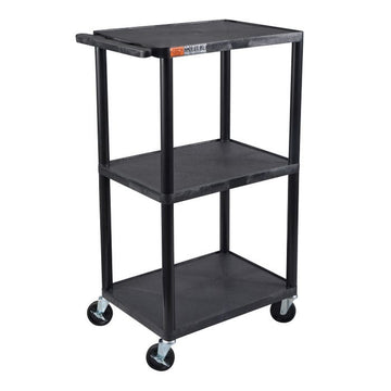 Luxor Plastic Utility Cart, 18" x 24", Black - UCPL2-B