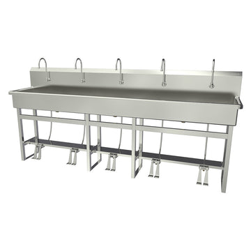 Sani-Lav Stainless Steel Sink, 20" x 100" - Hands-Free Sink Double Foot-Operated
