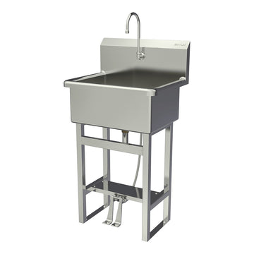 Sani-Lav Stainless Steel Sink, 20" Wide, Silver - 25"