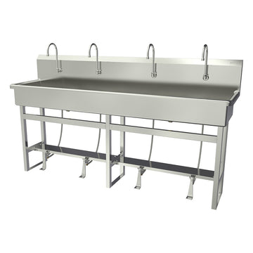 Sani-Lav Stainless Steel Sink, 20" x 80" - Hands-Free Foot-Operated