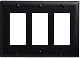 Legrand Pass & Seymour TP263BK Trademaster Mid-Size Unbreakable Nylon Wall Plate, 3 Gang, Three Decorator Rocker GFCI Cover, Black (1 Count)