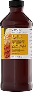 LorAnn Oils Butter Vanilla Emulsion & Flavoring For Baking | Better Than Butter Vanilla Extract For Cookies, Cakes, Drinks, Pasteries - Gluten Free, Water-Based, USA-Made, 16 Fl Oz