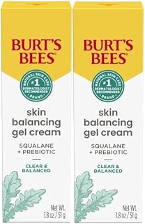 Burt's Bees Clear and Balanced Skin Balancing Gel Cream With Squalane and Prebiotic, Gel Moisturizer for Breakout-Prone Skin, 99 Percent Natural Origin Skin Care, 1.8 oz. Bottle - Pack of 2