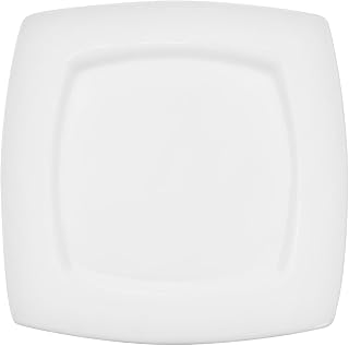 CAC China RCN-S8Q Clinton Square 8-7/8-Inch Porcelain Square-in-Square Plate, Super White, Box of 24