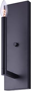 Canarm King 1-Light Wall Sconce, Modern Matte Black Fixture, Damp Rated Lighting for Bedroom, Living Room or Powder Room