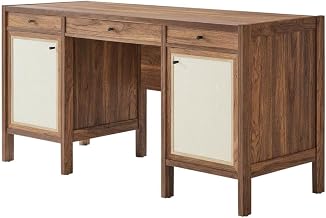 Brown 58-Inch Wood Grain Office Desk, Computer Workstation with Durable Construction, Stylish Modern Design, Spacious Surface