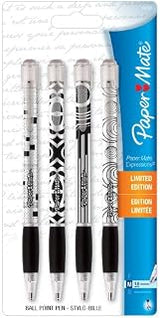 Paper Mate Expressions Retractable Medium Point Ballpoint Pens, 4 Black Ink Pens (61397)