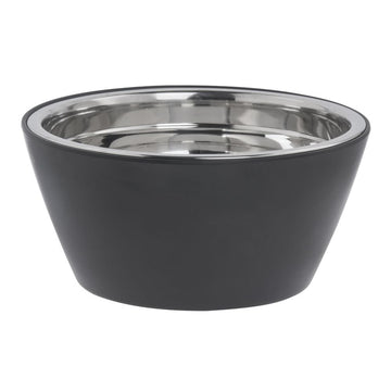 Serving Bowl Black Melamine with Stainless Steel Bowl Insert - 9 1/4" Dia x 4 1/4" D by HUBERT – Stainless Steel, Black, Model 19133+43557
