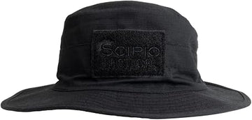 Scipio SCBUCKETBK Bucket Hat Adjustable Military-Style Boonie Hat - Ventilated Cooling Comfort Tactical Style Black
