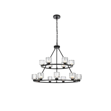 Cadence 15 Light Chandelier Black by Lighting Design – Iron, Black