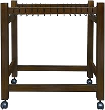 Wooden Rolling Pants Trolley with 16 Hangers