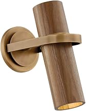Troy Lighting Lennox 11" Spotlight Wall Mount | Patina Brass Finish | Walnut Wood Shade | Mid-Century Modern Adjustable Sconce | Made of Steel and Wood | 5" W x 11" H x 8.5" E | B3011-PBR