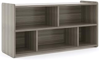 Tot Mate Toddler 5-Compartment Storage Cubby Shelf - Wooden Book and Toy Organizer for Kids Classroom, Nursery, Daycare, Playroom, 46" W x 23.5" H (Shadow Elm Gray, Assembled)