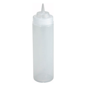 12 oz Clear Squeeze Bottles Wide Mouth (Set of 6) by Winco – 12 Ounces, Plastic, Clear, Model PSW-12