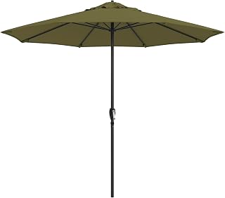 California Umbrella 12-Year Protection 9-Ft Outdoor Patio Umbrella, Sunbrella Fade-Resistant Fabric, Auto-Tilt, Heavy Duty Aluminum Frame, 8 Reinforced Ribs for Pool or Deck, Bronze Pole, Spectrum Cilantro