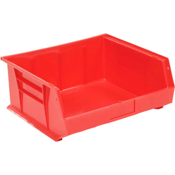 Red Plastic Stacking Bin 16-1/2 x 14-3/4 x by Global Industrial – Plastic, Red, Model QUS250RD**