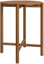 Modway Eleni 35-Inch Round Outdoor Teak Wood Bar Table in Natural – Patio Bar Table with Slatted Top for Patios, Decks, Or Gardens