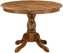 Furnifact Acacia Wood Round Dining Table with Pedestal Base, Small Wooden Dinner Table for Kitchen or Dining Room Circle Kitchen, Natural