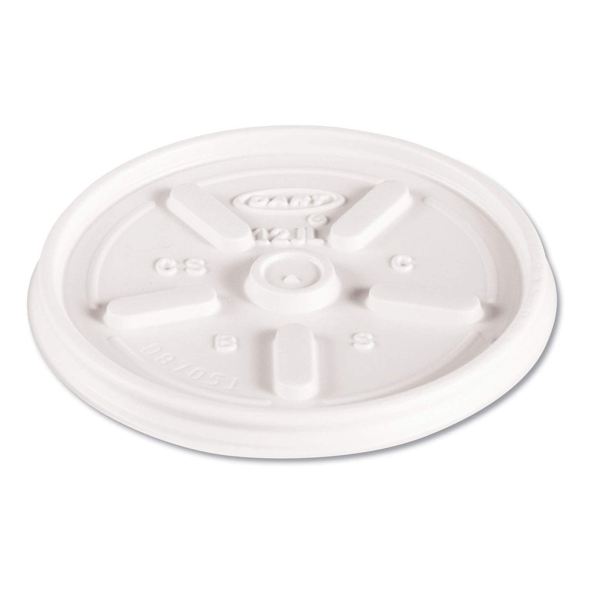 Dart 12JL Plastic Lids, for 12oz Hot/Cold Foam Cups, Vented, 1000/Carton