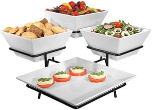 Cal-Mil SR1020-13 Platter and Square Bowl Display, 11" Height, 19.5" Width, 19.5" Length, Melamine
