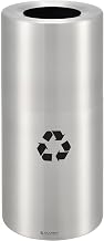 Global Industrial Aluminum Round Open Top Recycling Can, 20 Gallon, Satin Clear