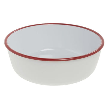 Serving Bowl Enamelware Look Melamine White/Red 8 9/10 Dia x 3" D by HUBERT – Melamine, White, Model 234810