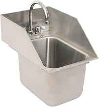 BK Resources NSF Commercial One Compartment Drop in Sink with Faucet, 10"x14"x10", 3 Sided Splash Guards, 18 Gauge T-304 Stainless Steel, Top Mount, 5" Gooseneck Faucet, Seamless Construction
