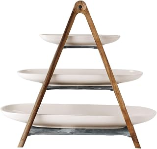 Villeroy & Boch Artesano Collection Centerpiece- 4 Piece Buffet Station - Premium Porcelain and Hard Wood Design - Made in Germany - Perfect Statement or Entertaining Piece for Cocktail Hour | Acacia wood and premium porcelain buffet stand made in Germany, bowls dishwasher safe, an entertaining centerpiece
