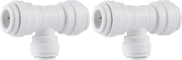 John Guest Speedfit 3/8 Inch x 3/8 Inch x 1/4 Inch OD Reducing Tee, Push to Connect Plastic Plumbing Fitting, PP30121208WP (Pack of 2)