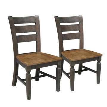 Solid Wood Ladderback Dining Chairs Set of by Furnifact – Wood, Hickory and Washed Coal, Pack of 2
